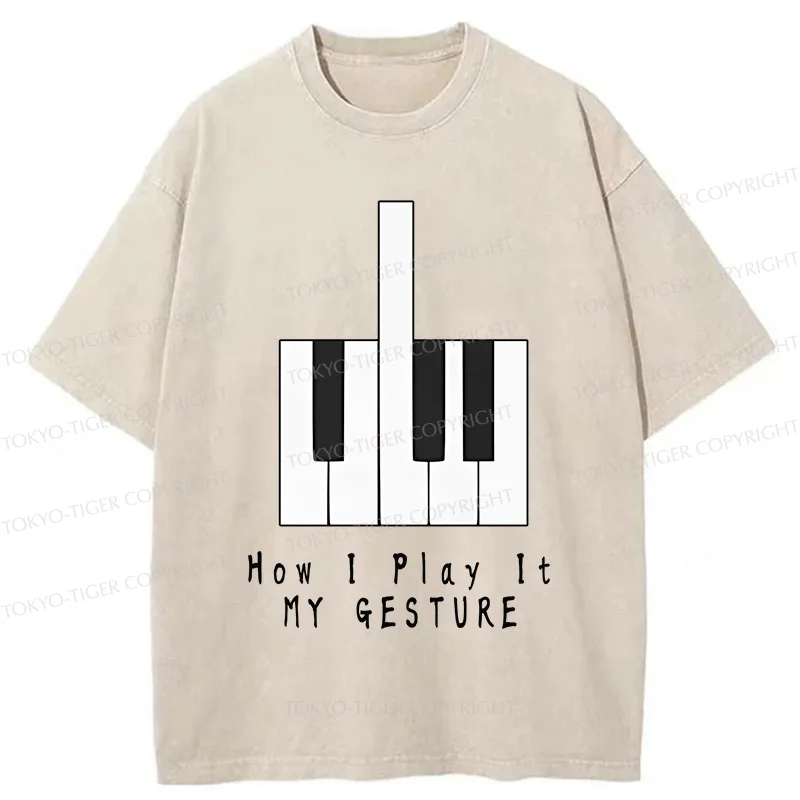 Tokyo-Tiger Piano Gesture Washed T-Shirt
