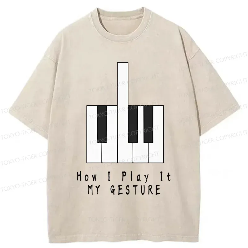 Tokyo-Tiger Piano Gesture Washed T-Shirt
