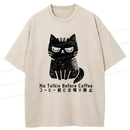 Tokyo-Tiger No Talkie Before Coffee Washed T-Shirt