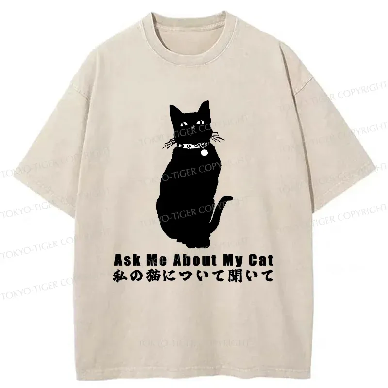 Tokyo-Tiger Tsundere Cat Washed T-Shirt
