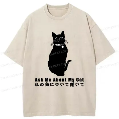 Tokyo-Tiger Tsundere Cat Washed T-Shirt