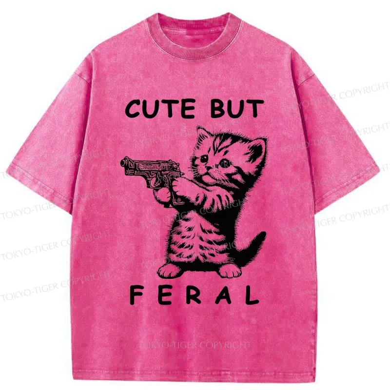 Tokyo-Tiger Ferocious Cat Washed T-Shirt