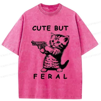 Tokyo-Tiger Ferocious Cat Washed T-Shirt