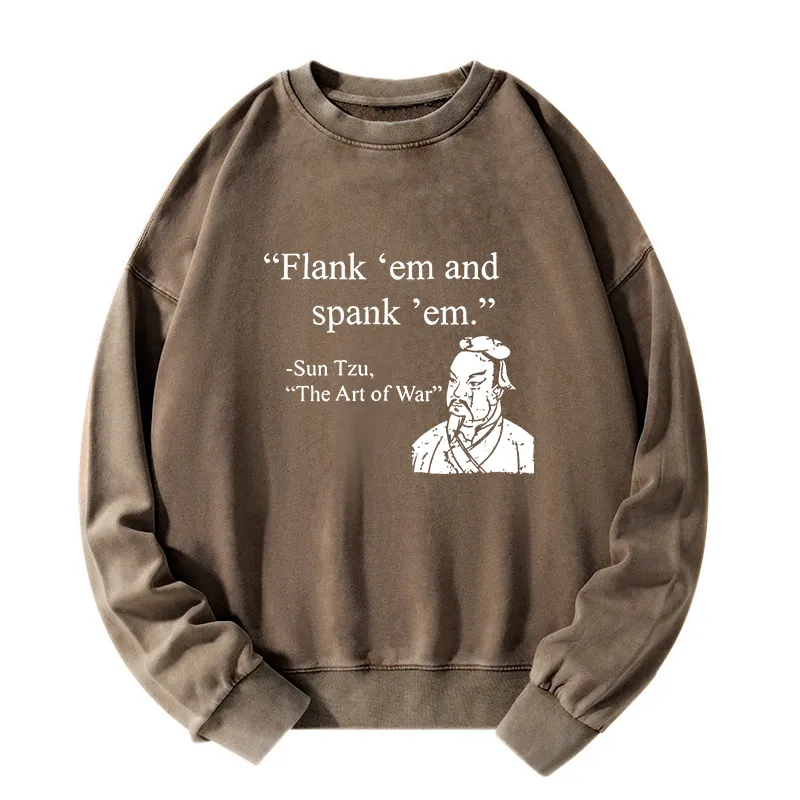 Tokyo-Tiger The Art Of War Funny Washed Sweatshirt