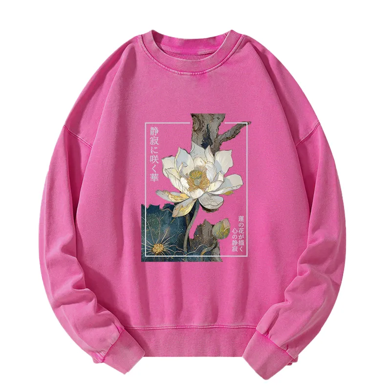 Tokyo-Tiger Blooming Lotus Japan Washed Sweatshirt