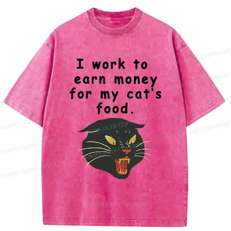 Tokyo-Tiger Working Hard For My Cat Washed T-Shirt