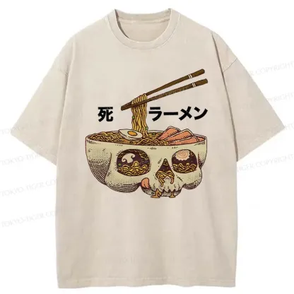 Tokyo-Tiger Skull Ramen Washed T-Shirt