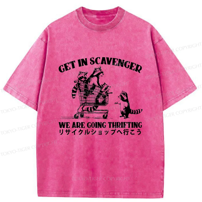 Tokyo-Tiger Raccoons Picking Up Trash Washed T-Shirt