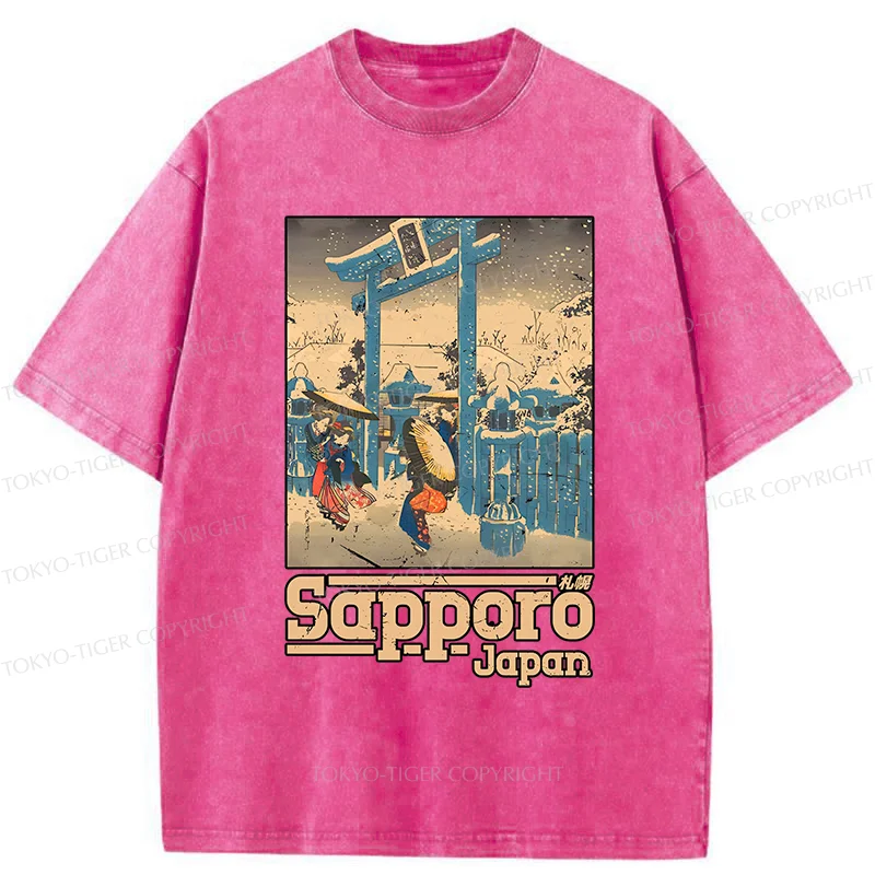 Tokyo-Tiger Sapporo Snow Scene Washed T-Shirt