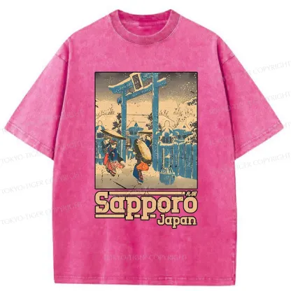 Tokyo-Tiger Sapporo Snow Scene Washed T-Shirt