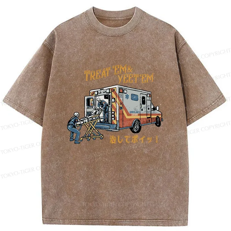 Tokyo-Tiger Ambulance Funny Washed T-Shirt