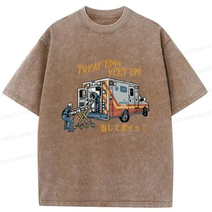Tokyo-Tiger Ambulance Funny Washed T-Shirt