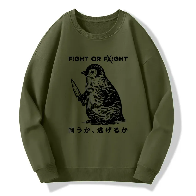 Tokyo-Tiger Funny Fight Or Flight Classic Sweatshirt