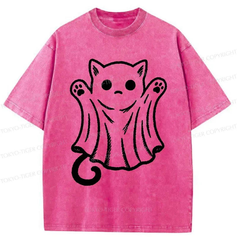 Tokyo-Tiger Cat Ghost Washed T-Shirt Sale