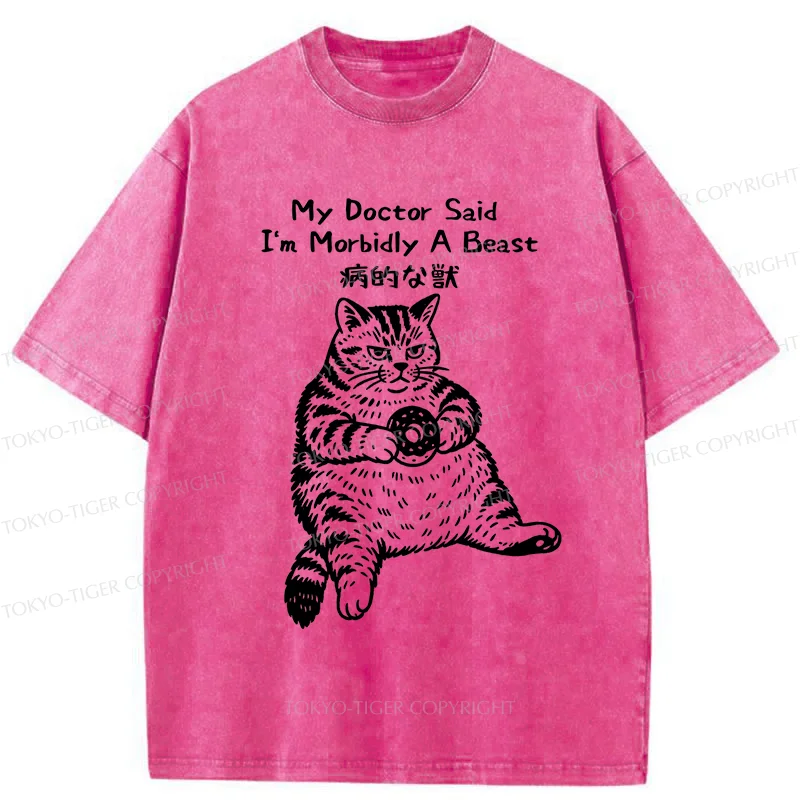 Tokyo-Tiger Lazy Fat Cat Washed T-Shirt