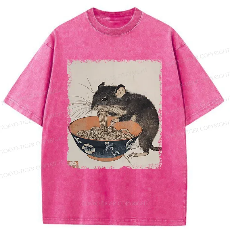 Tokyo-Tiger Mouse Steals Ramen Washed T-Shirt