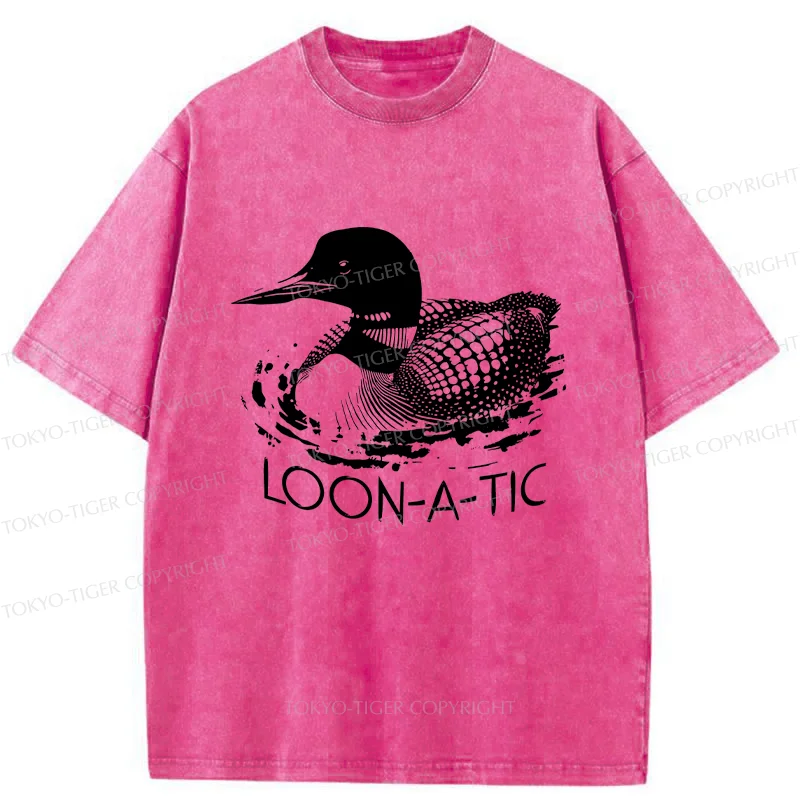 Tokyo-Tiger Loon-a-tic Funny Washed T-Shirt