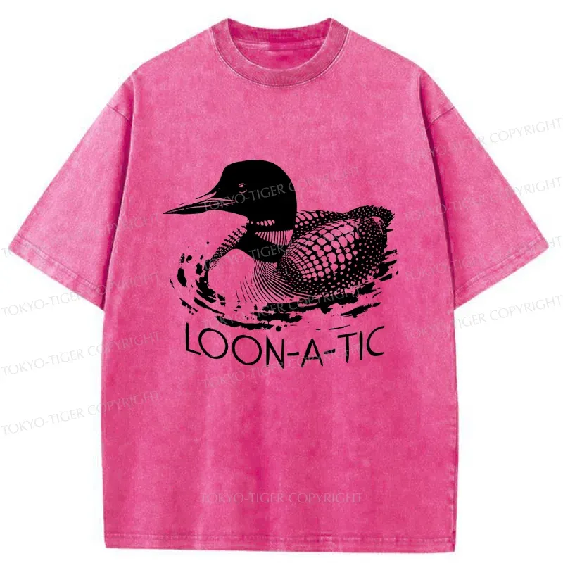 Tokyo-Tiger Loon-a-tic Funny Washed T-Shirt