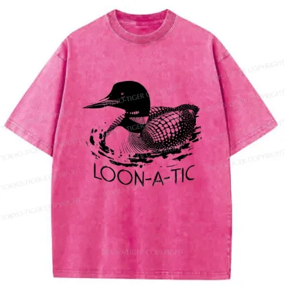 Tokyo-Tiger Loon-a-tic Funny Washed T-Shirt