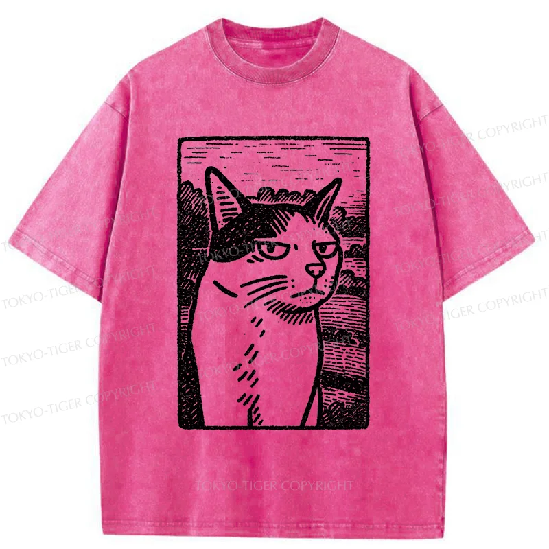 Tokyo-Tiger Cat's Hateful Eyes Washed T-Shirt