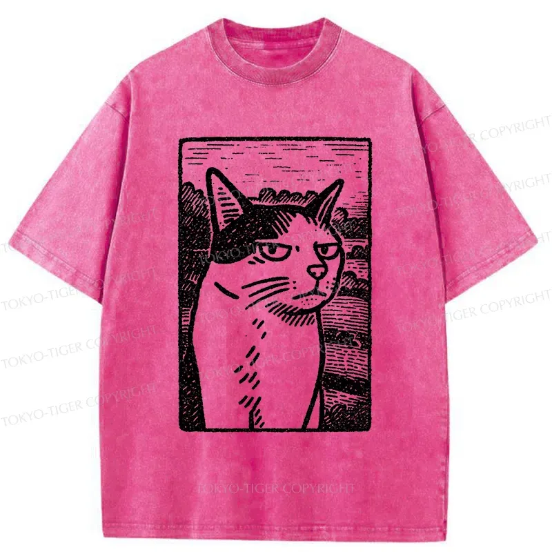 Tokyo-Tiger Cat's Hateful Eyes Washed T-Shirt
