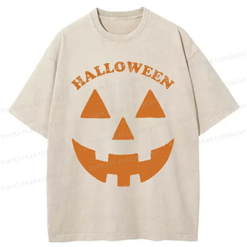 Tokyo-Tiger Fun Pumpkin Lantern Washed T-Shirt