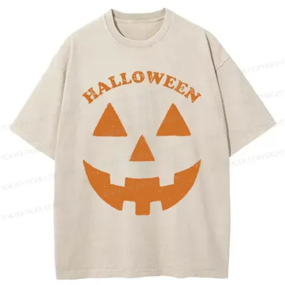 Tokyo-Tiger Fun Pumpkin Lantern Washed T-Shirt