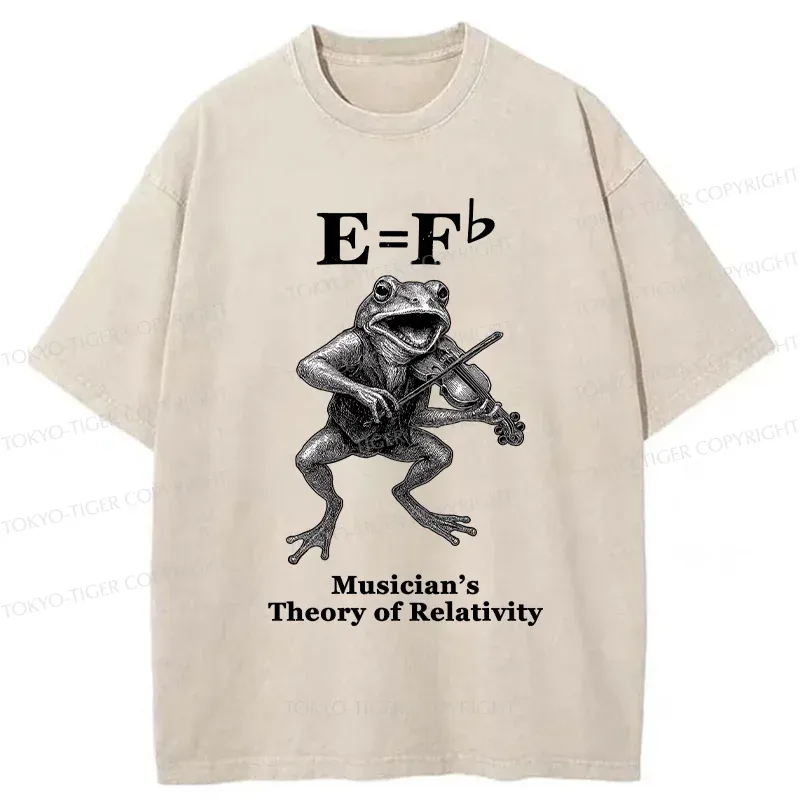 Tokyo-Tiger Frog Playing The Violin Washed T-Shirt