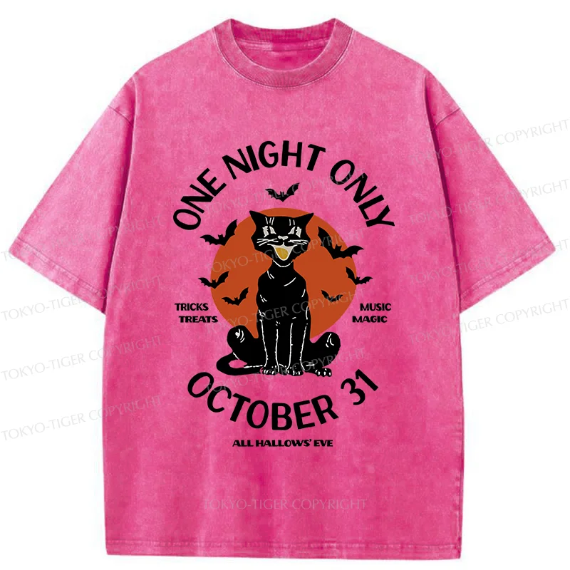 Tokyo-Tiger Halloween Black Cat Washed T-Shirt