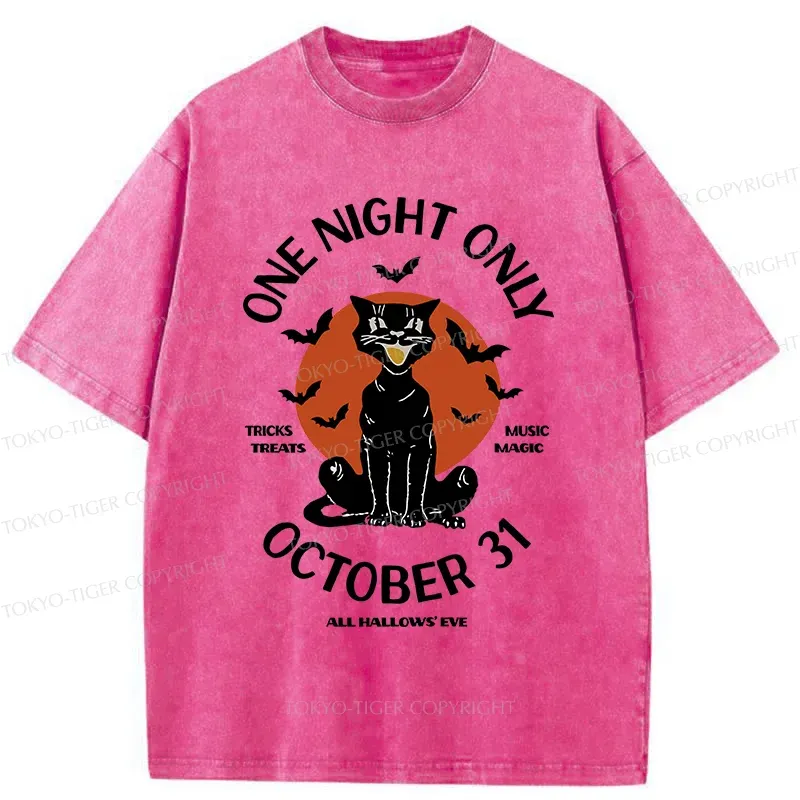 Tokyo-Tiger Halloween Black Cat Washed T-Shirt