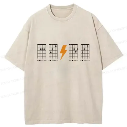 Tokyo-Tiger Funny Guitar Chords Washed T-Shirt