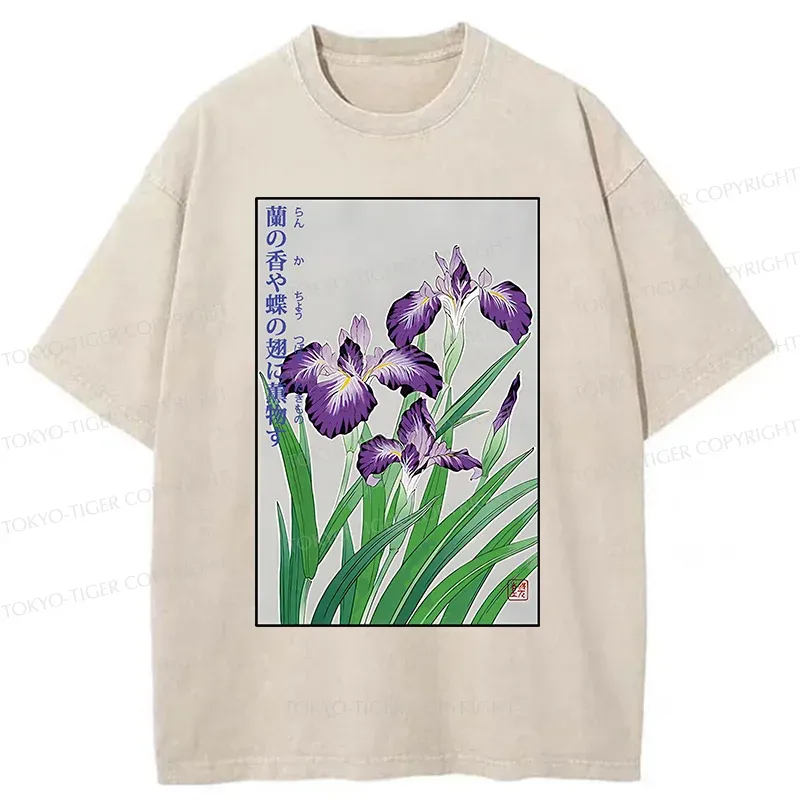 Tokyo-Tiger Japanese Iris Washed T-Shirt