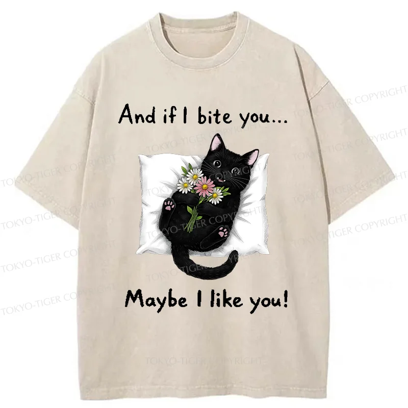 Tokyo-Tiger Cat's Expression Of Love Washed T-Shirt
