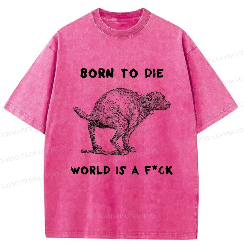 Tokyo-Tiger Dog Pooping Funny Washed T-Shirt