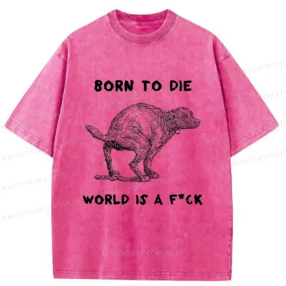 Tokyo-Tiger Dog Pooping Funny Washed T-Shirt