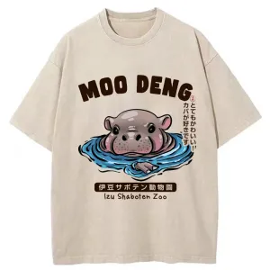 Image of Tokyo-Tiger Relaxed Hot Spring Moo Deng Washed T-Shirt