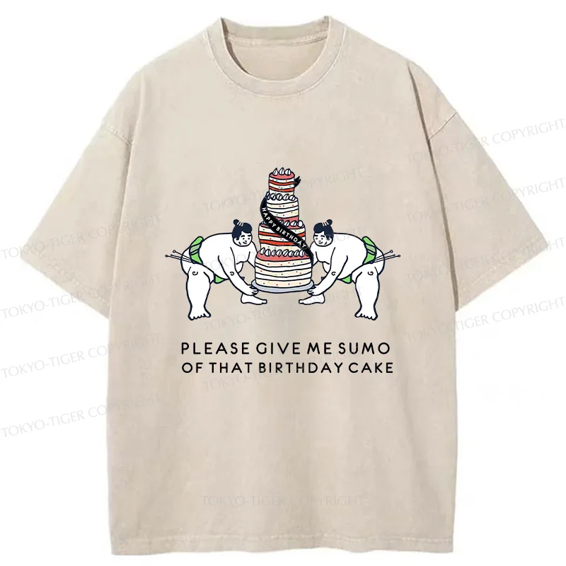 Tokyo-Tiger Sumo Wrestlers Lift The Cake Washed T-Shirt