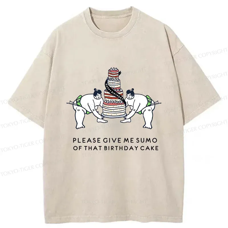 Tokyo-Tiger Sumo Wrestlers Lift The Cake Washed T-Shirt