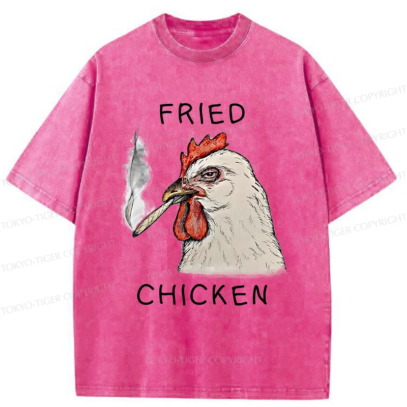 Tokyo-Tiger Fried Chicken Funny Washed T-Shirt