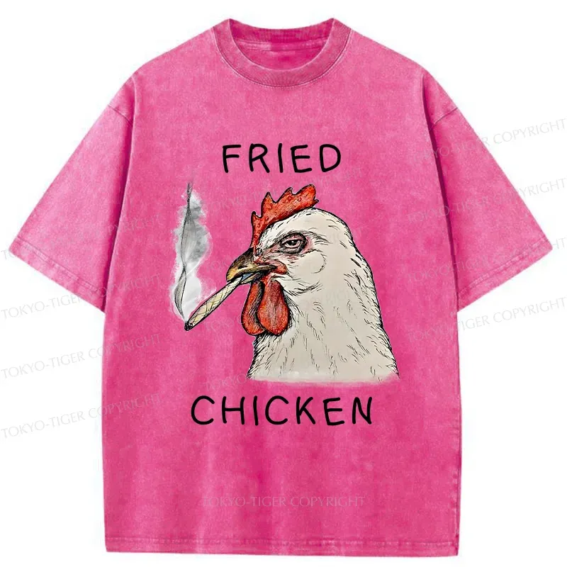 Tokyo-Tiger Fried Chicken Funny Washed T-Shirt