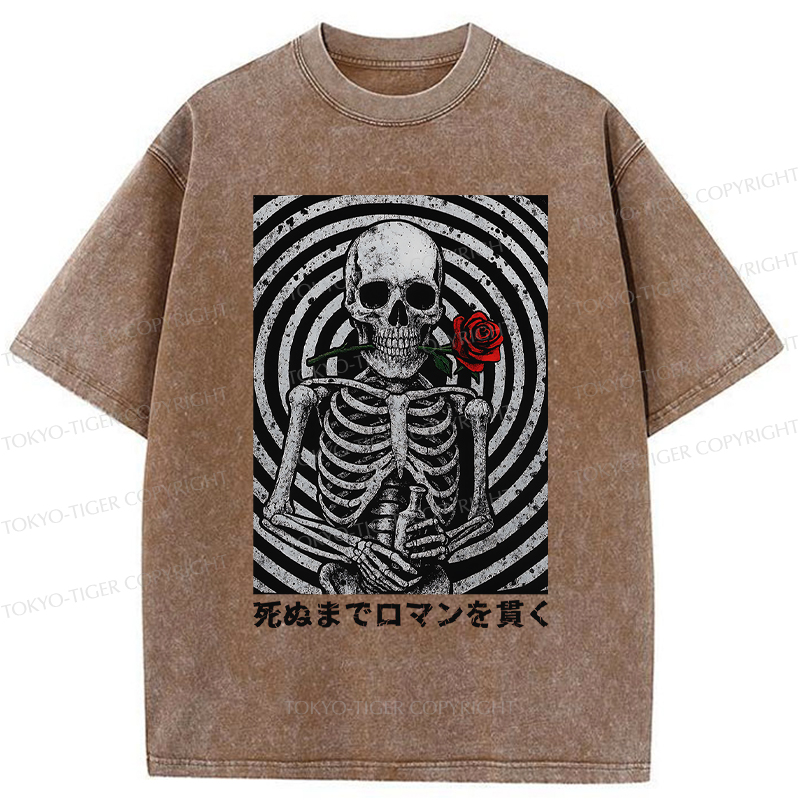 Tokyo-Tiger Rose and Skull Washed T-Shirt