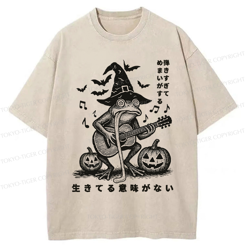 Tokyo-Tiger Funny Frog Guitarist Washed T-Shirt