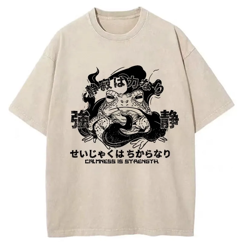 Tokyo-Tiger Calmness Is Strength Washed T-Shirt