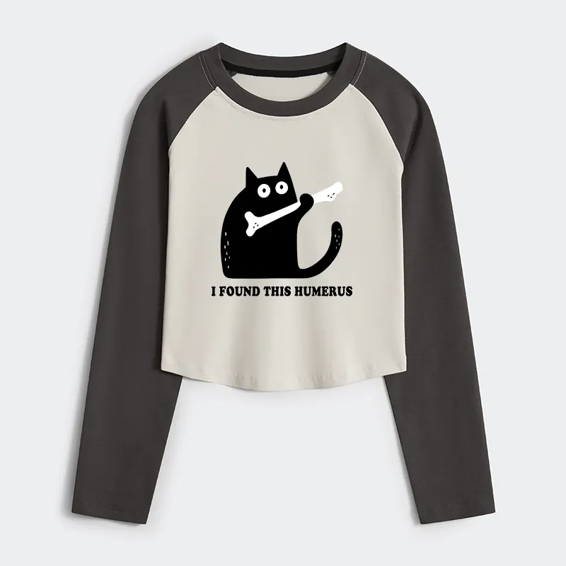 Tokyo-Tiger Cat Found This Humerus Women's Crop Raglan T-Shirt