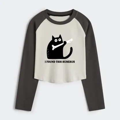Tokyo-Tiger Cat Found This Humerus Women's Crop Raglan T-Shirt