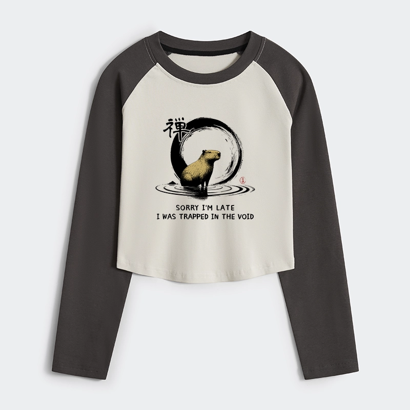 Tokyo-Tiger Zen Capybara Was Trapped In The Void Women's Crop Raglan T-Shirt