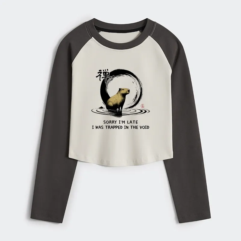Tokyo-Tiger Zen Capybara Was Trapped In The Void Women's Crop Raglan T-Shirt