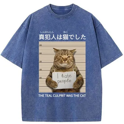 Tokyo-Tiger The Culprit Is The Cat Washed T-Shirt