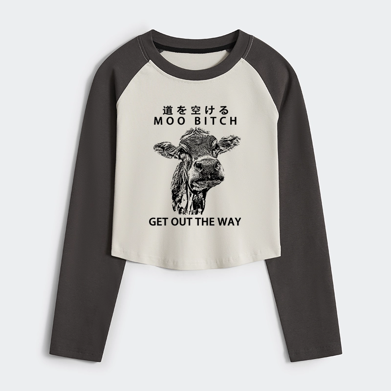 Tokyo-Tiger Funny Cow Women's Crop Raglan T-Shirt