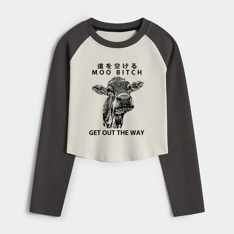 Tokyo-Tiger Funny Cow Women's Crop Raglan T-Shirt